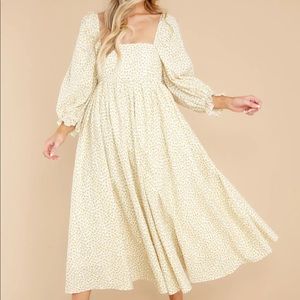 Like New Yellow Floral Print Midi Dress | Reddress.com